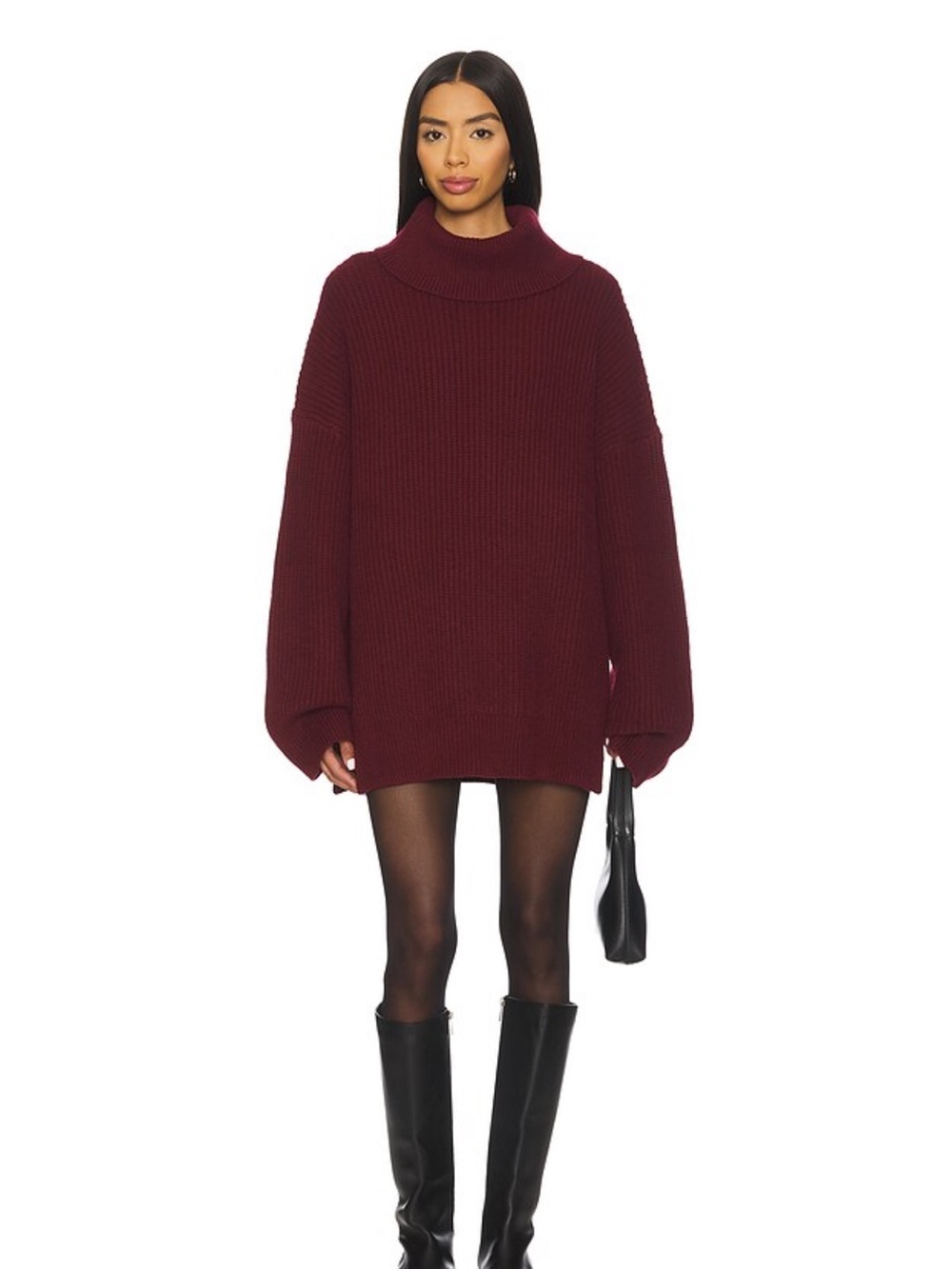 Delta Sweater in Burgundy Turtleneck Dress